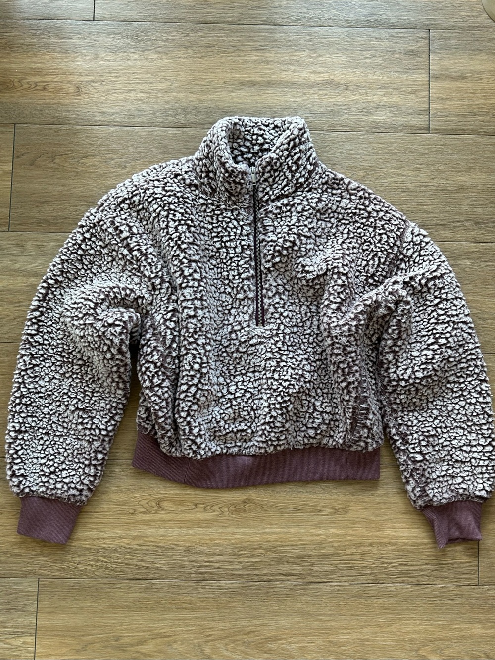 Express Cropped Sherpa Half-Zip Pullover